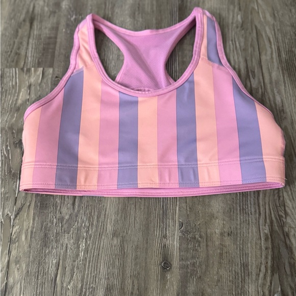 Athletic Works Pink and Purple Striped Sports Bra EUC - Picture 1 of 3